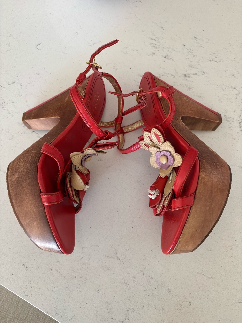 Y2K Coach Jeanna Vintage Red open toe Heeled Sandals